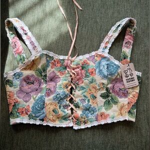 Floral Lace-Up Corset